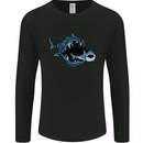 Pollution Great White Shark Climate Change Mens Long Sleeve T-Shirt Black