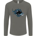 Pollution Great White Shark Climate Change Mens Long Sleeve T-Shirt Charcoal