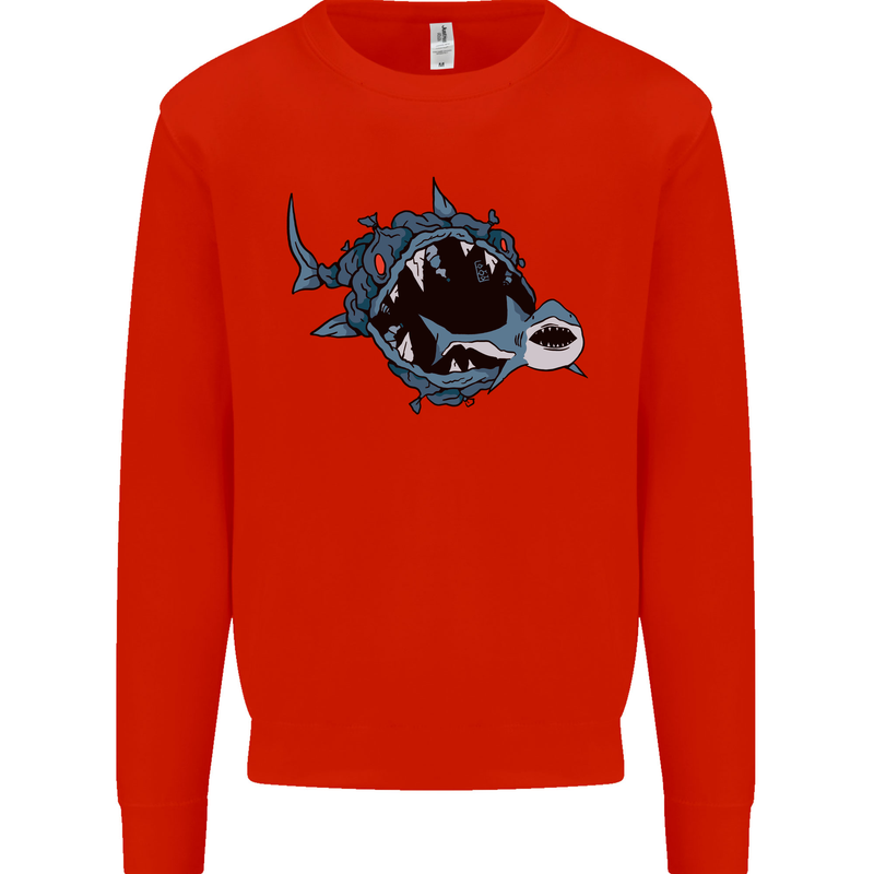 Pollution Great White Shark Climate Change Mens Sweatshirt Jumper Bright Red