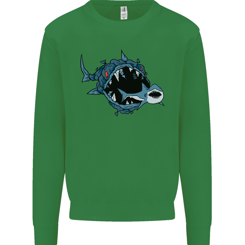 Pollution Great White Shark Climate Change Mens Sweatshirt Jumper Irish Green