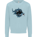 Pollution Great White Shark Climate Change Mens Sweatshirt Jumper Light Blue