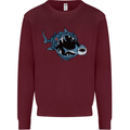 Pollution Great White Shark Climate Change Mens Sweatshirt Jumper Maroon