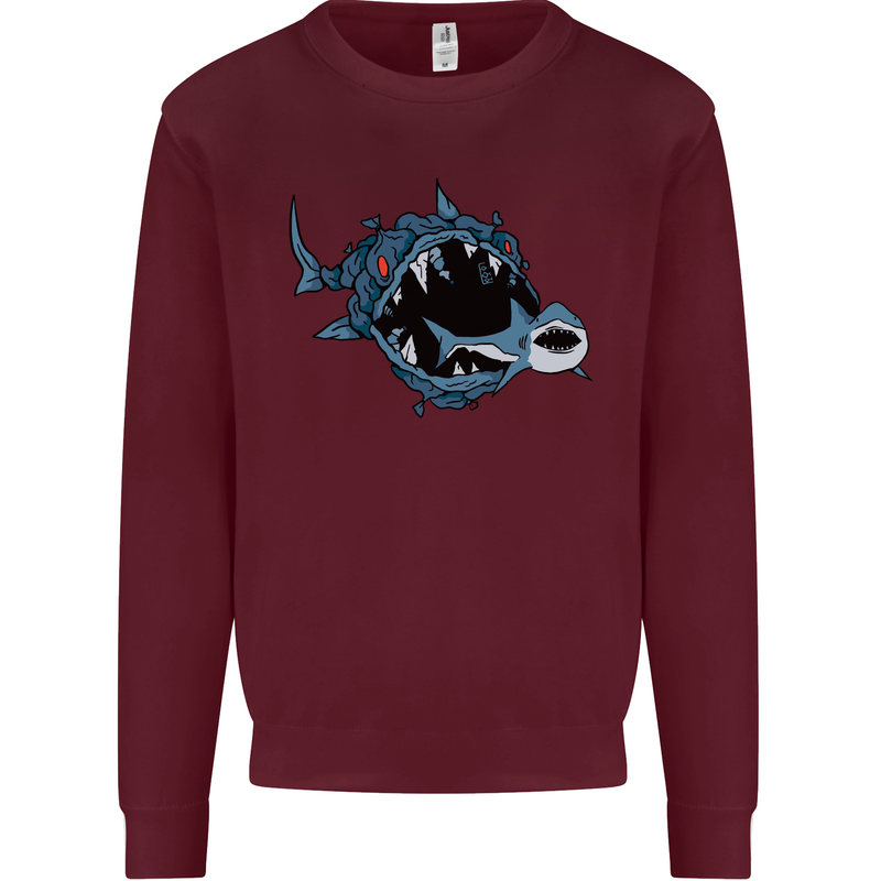 Pollution Great White Shark Climate Change Mens Sweatshirt Jumper Maroon