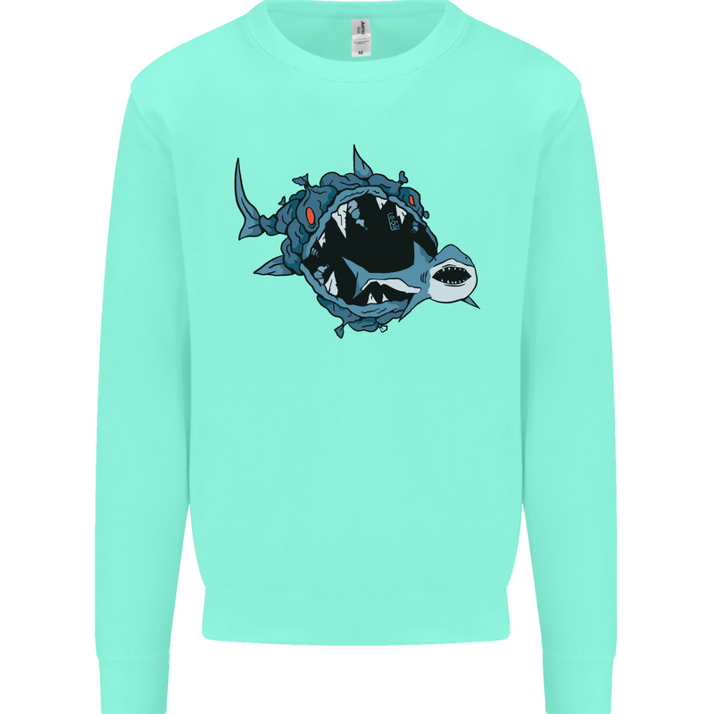 Pollution Great White Shark Climate Change Mens Sweatshirt Jumper Peppermint