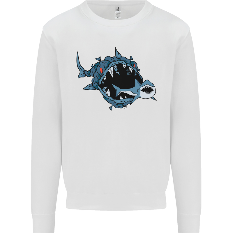 Pollution Great White Shark Climate Change Mens Sweatshirt Jumper White