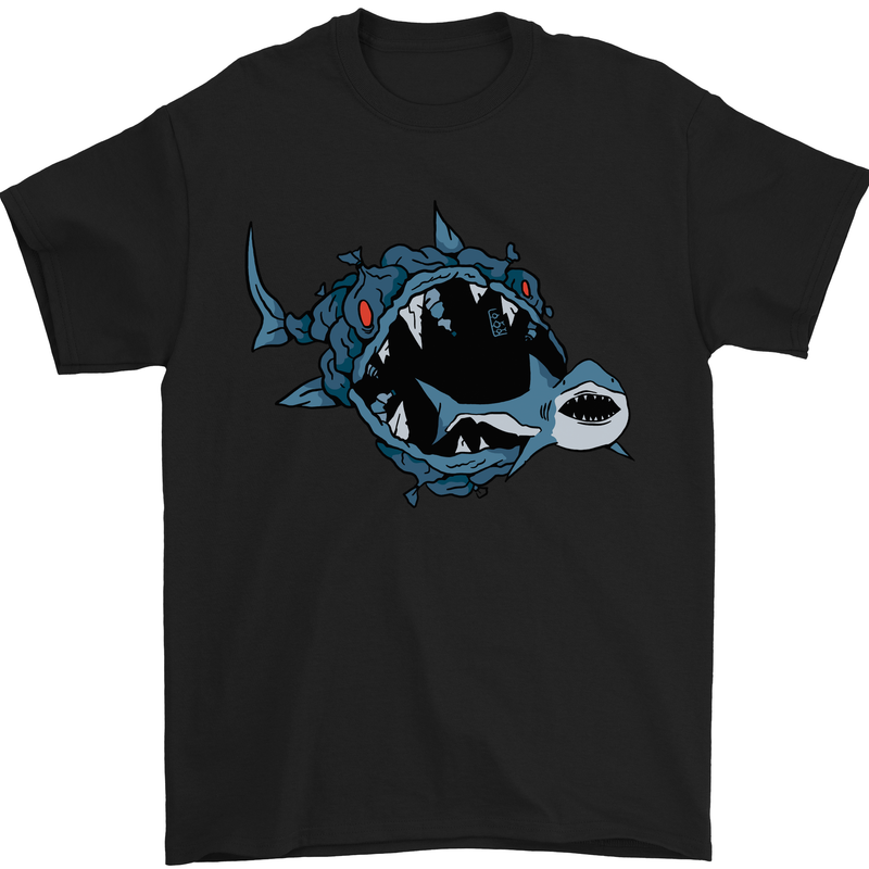 Pollution Great White Shark Climate Change Mens T-Shirt Cotton Gildan Black