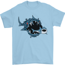 Pollution Great White Shark Climate Change Mens T-Shirt Cotton Gildan Light Blue