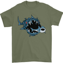 Pollution Great White Shark Climate Change Mens T-Shirt Cotton Gildan Military Green