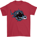 Pollution Great White Shark Climate Change Mens T-Shirt Cotton Gildan Red