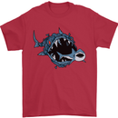 Pollution Great White Shark Climate Change Mens T-Shirt Cotton Gildan Red
