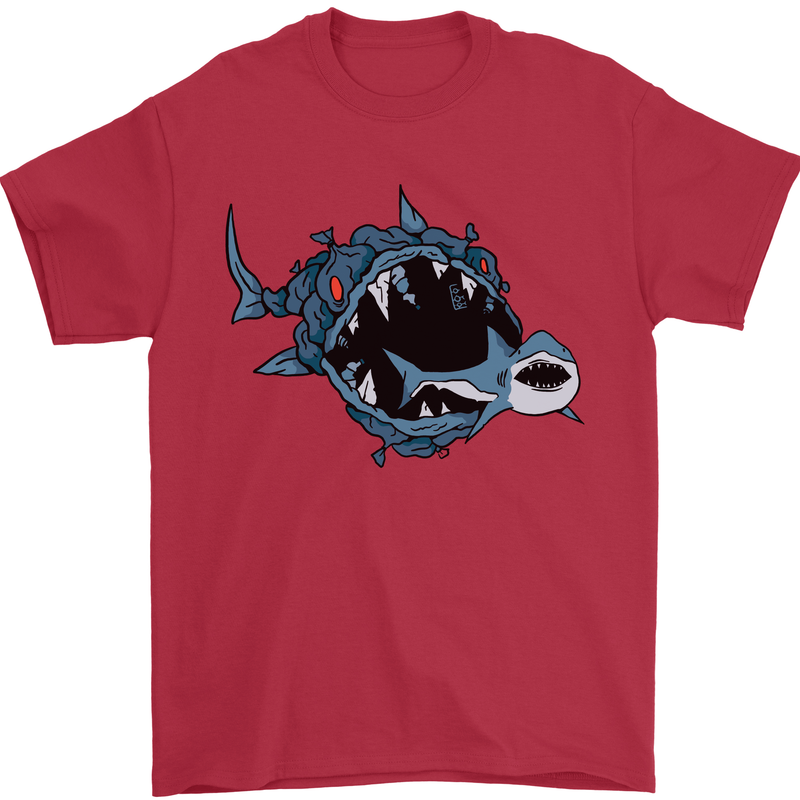 Pollution Great White Shark Climate Change Mens T-Shirt Cotton Gildan Red