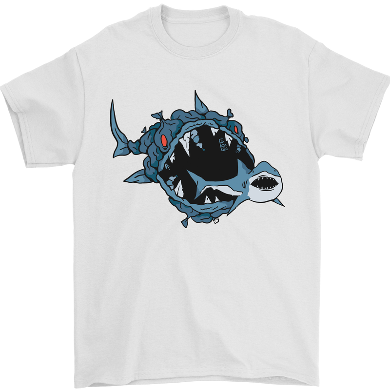 Pollution Great White Shark Climate Change Mens T-Shirt Cotton Gildan White