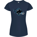 Pollution Great White Shark Climate Change Womens Petite Cut T-Shirt Navy Blue