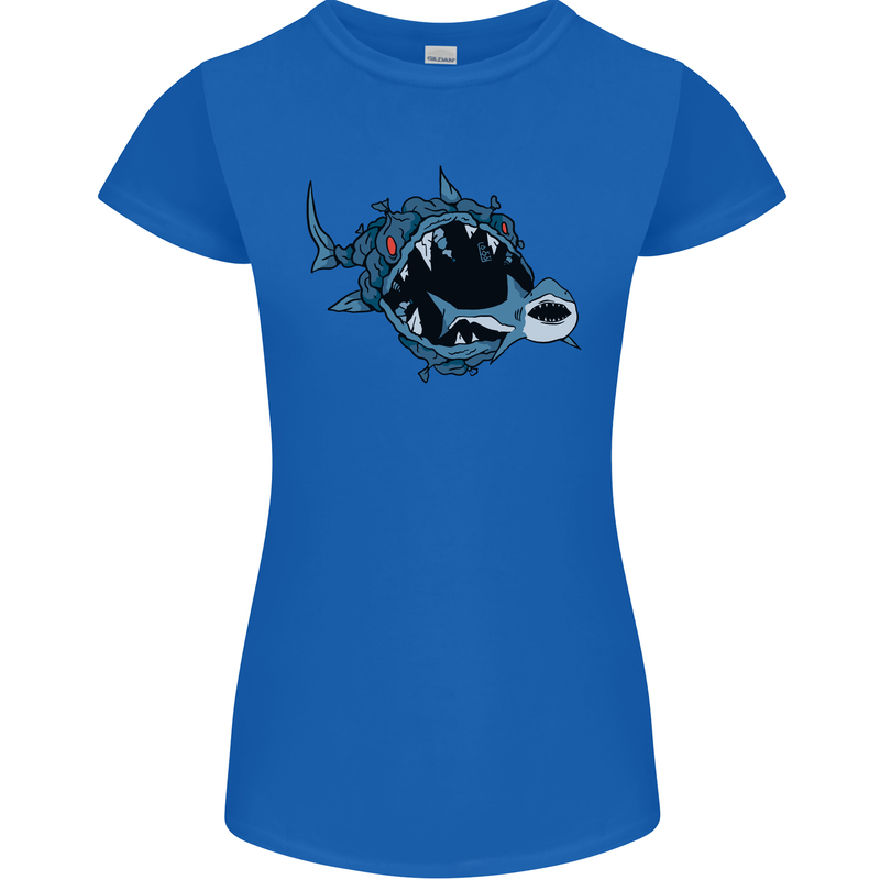 Pollution Great White Shark Climate Change Womens Petite Cut T-Shirt Royal Blue