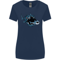 Pollution Great White Shark Climate Change Womens Wider Cut T-Shirt Navy Blue
