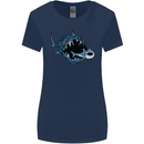 Pollution Great White Shark Climate Change Womens Wider Cut T-Shirt Navy Blue