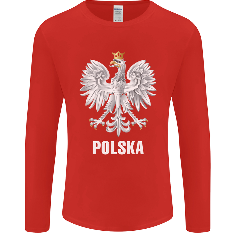 Polska Orzel Poland Flag Polish Football Mens Long Sleeve T-Shirt Red