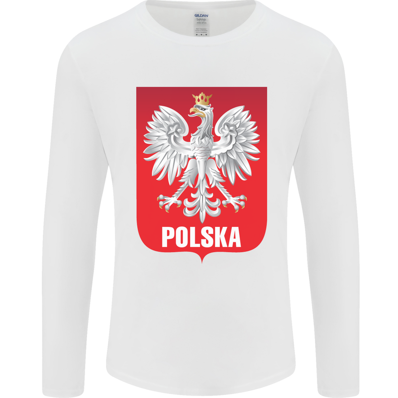 Polska Orzel Poland Flag Polish Football Mens Long Sleeve T-Shirt White