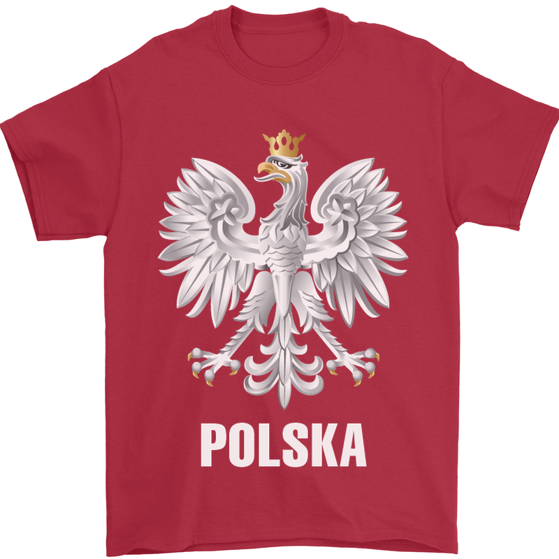 Polska Orzel Poland Flag Polish Football Mens T-Shirt Cotton Gildan Red