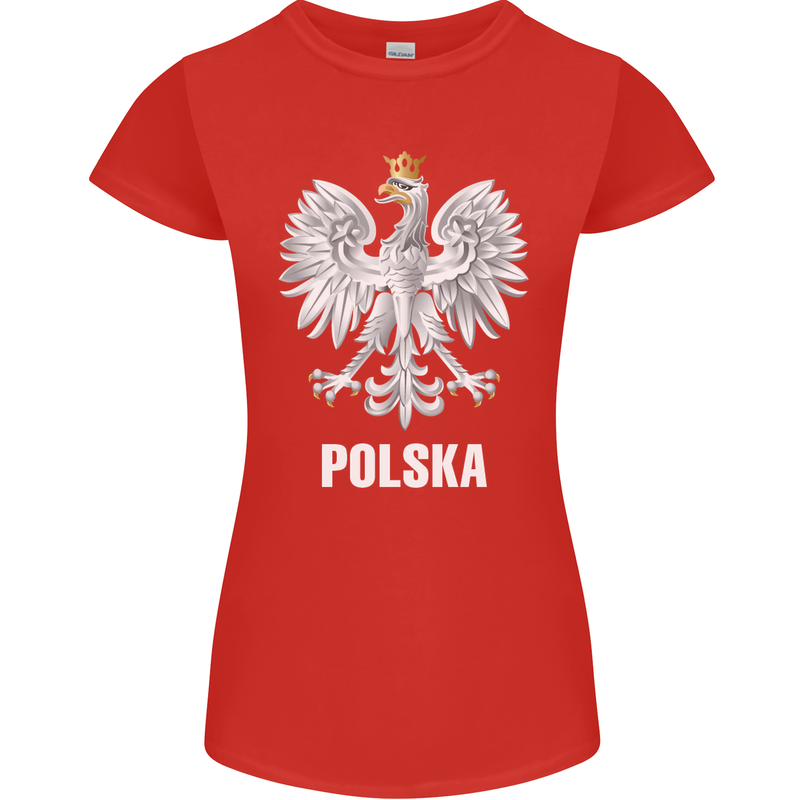 Polska Orzel Poland Flag Polish Football Womens Petite Cut T-Shirt Red