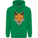 Polygonal Fox Childrens Kids Hoodie Irish Green