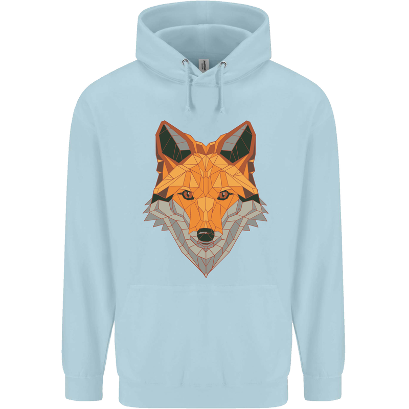 Polygonal Fox Childrens Kids Hoodie Light Blue