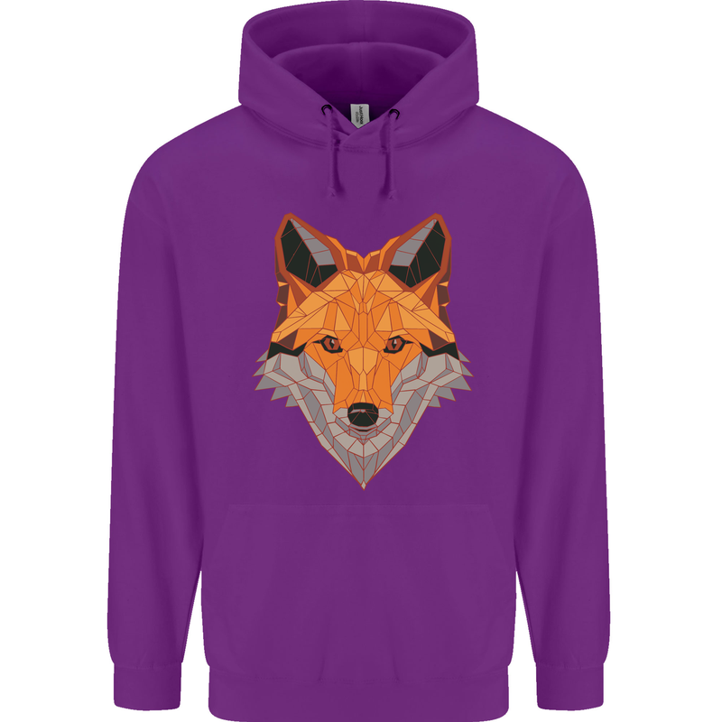 Polygonal Fox Childrens Kids Hoodie Purple