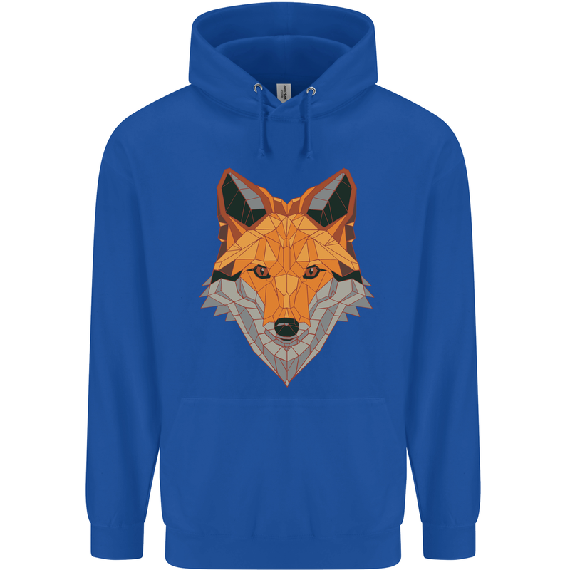 Polygonal Fox Childrens Kids Hoodie Royal Blue
