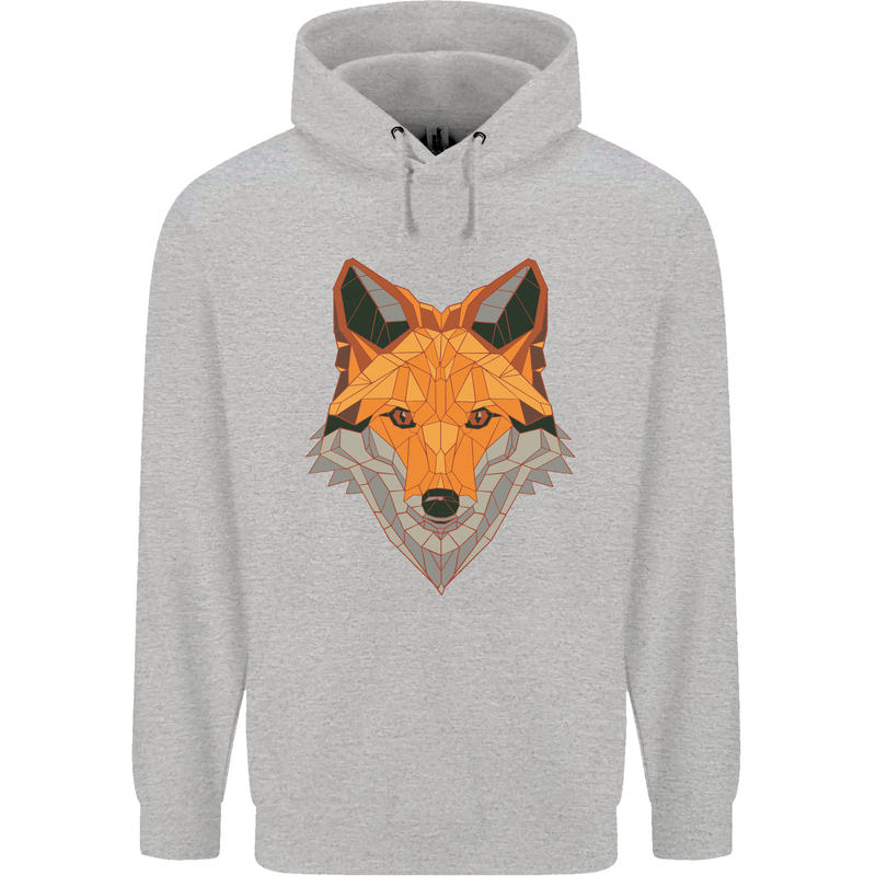 Polygonal Fox Childrens Kids Hoodie Sports Grey