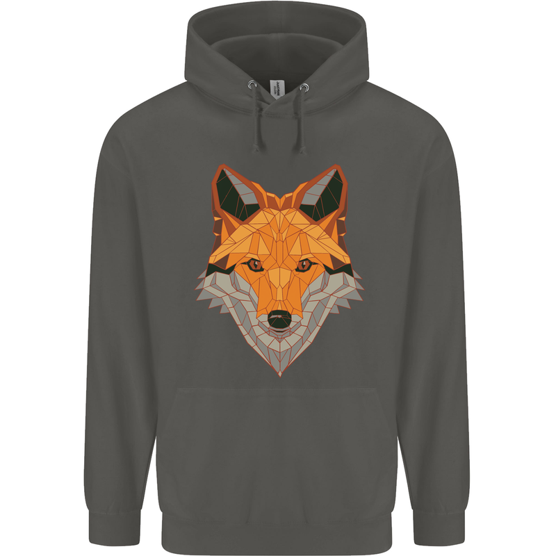 Polygonal Fox Childrens Kids Hoodie Storm Grey