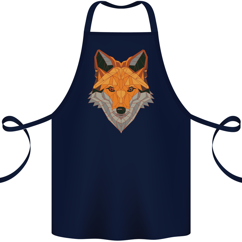 Polygonal Fox Cotton Apron 100% Organic Navy Blue