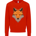 Polygonal Fox Kids Sweatshirt Jumper Bright Red
