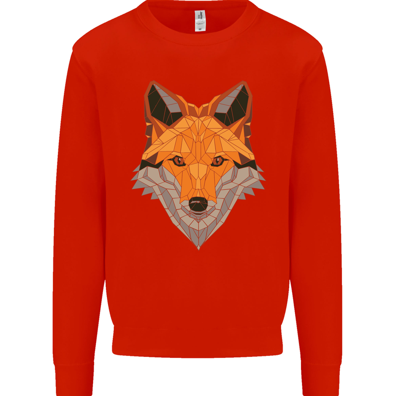Polygonal Fox Kids Sweatshirt Jumper Bright Red