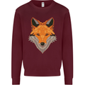 Polygonal Fox Kids Sweatshirt Jumper Maroon