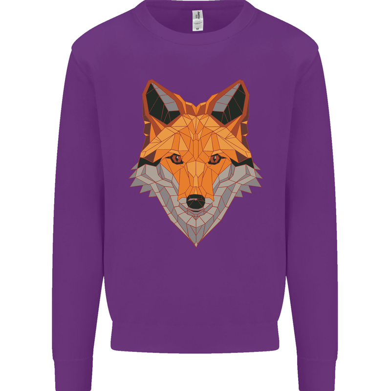 Polygonal Fox Kids Sweatshirt Jumper Purple