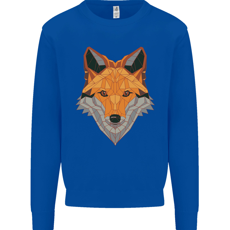 Polygonal Fox Kids Sweatshirt Jumper Royal Blue