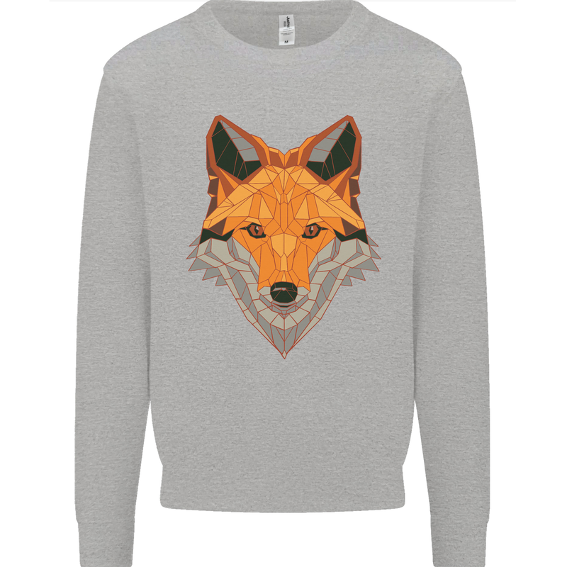 Polygonal Fox Kids Sweatshirt Jumper Sports Grey
