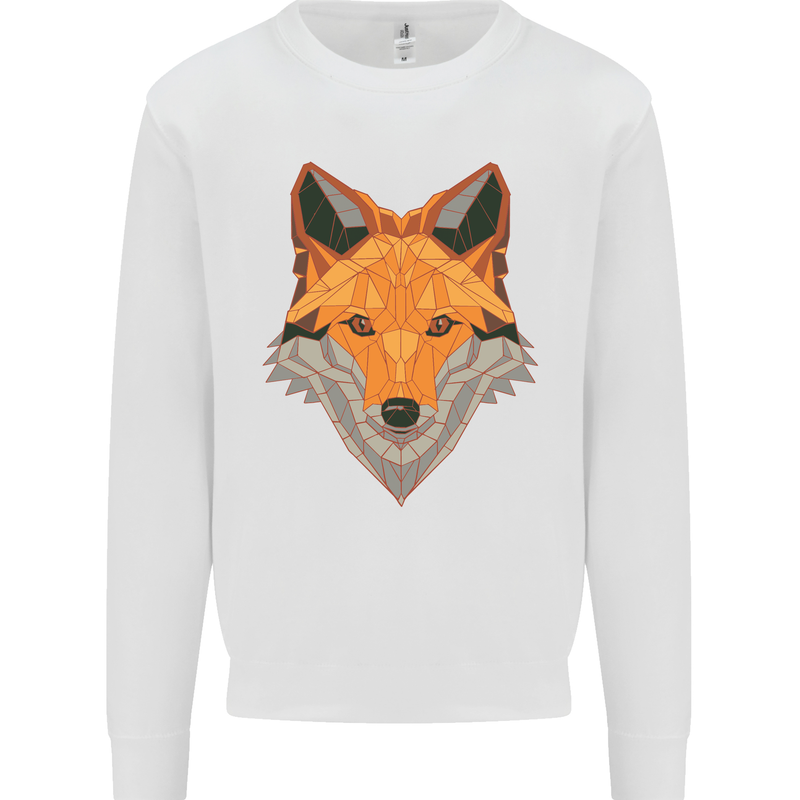 Polygonal Fox Kids Sweatshirt Jumper White