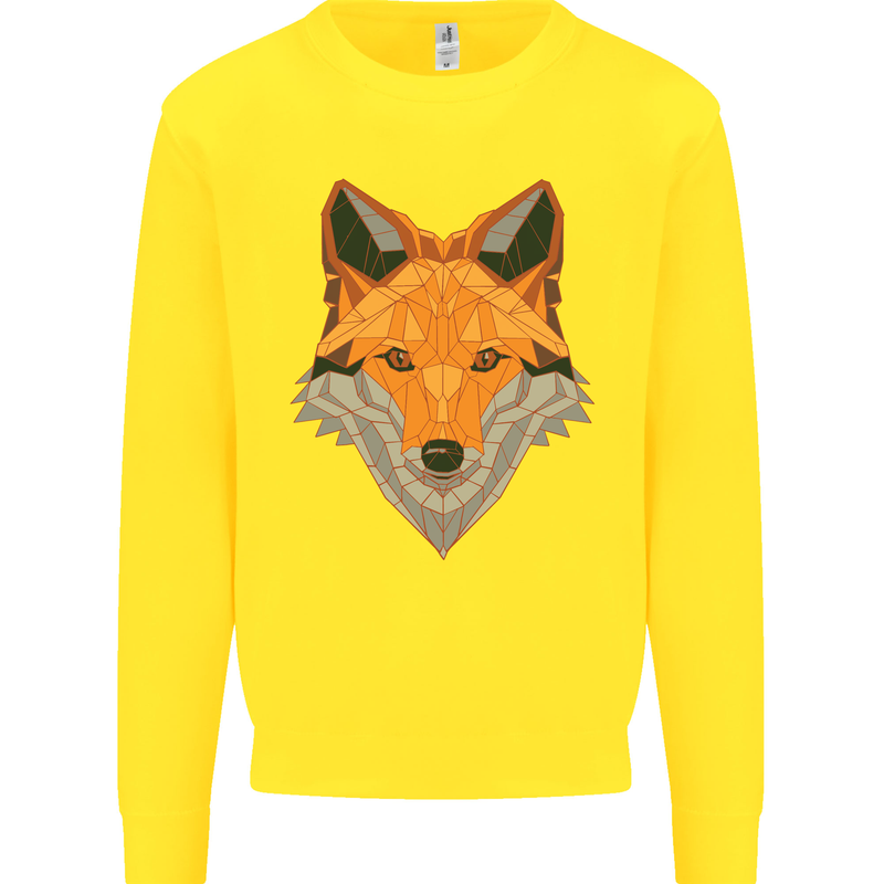 Polygonal Fox Kids Sweatshirt Jumper Yellow