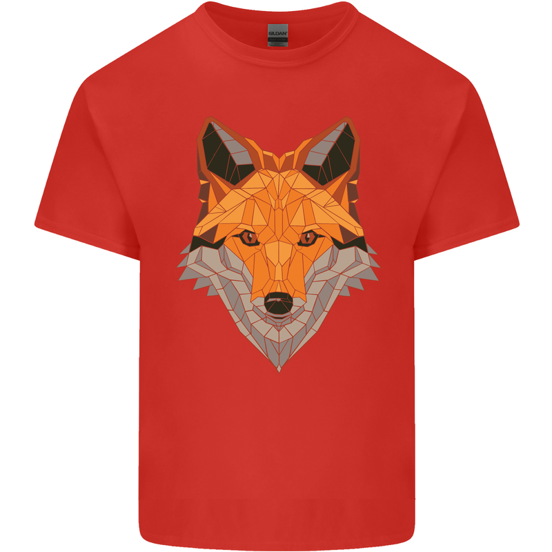 Polygonal Fox Kids T-Shirt Childrens Red