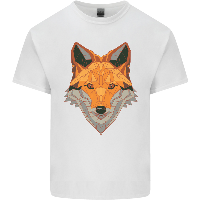 Polygonal Fox Kids T-Shirt Childrens White