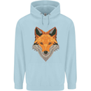 Polygonal Fox Mens 80% Cotton Hoodie Light Blue