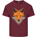 Polygonal Fox Mens Cotton T-Shirt Tee Top Maroon
