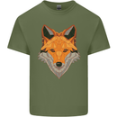 Polygonal Fox Mens Cotton T-Shirt Tee Top Military Green