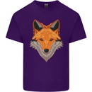 Polygonal Fox Mens Cotton T-Shirt Tee Top Purple