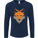Polygonal Fox Mens Long Sleeve T-Shirt Navy Blue