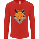 Polygonal Fox Mens Long Sleeve T-Shirt Red