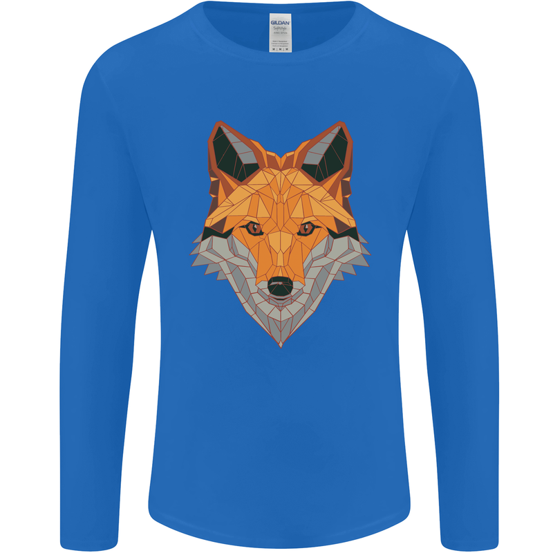 Polygonal Fox Mens Long Sleeve T-Shirt Royal Blue