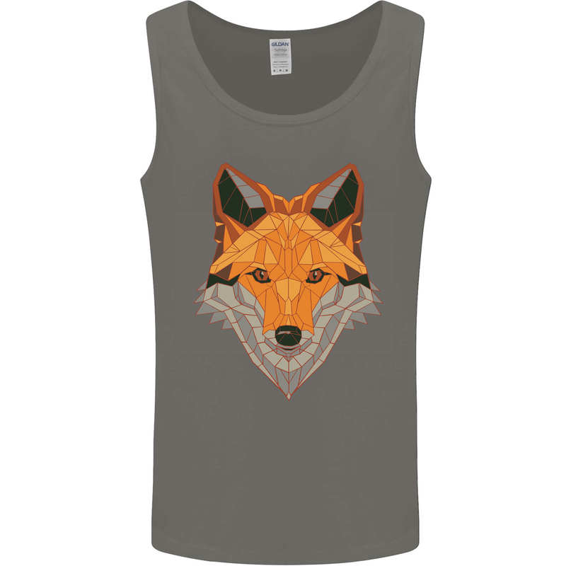Polygonal Fox Mens Vest Tank Top Charcoal