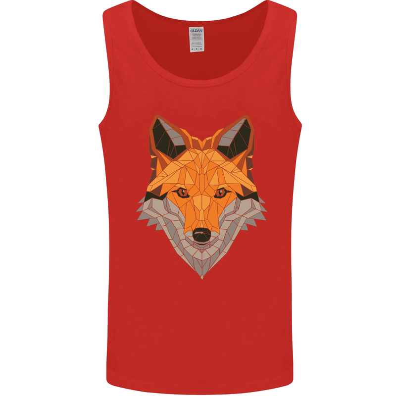 Polygonal Fox Mens Vest Tank Top Red